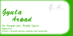 gyula arpad business card